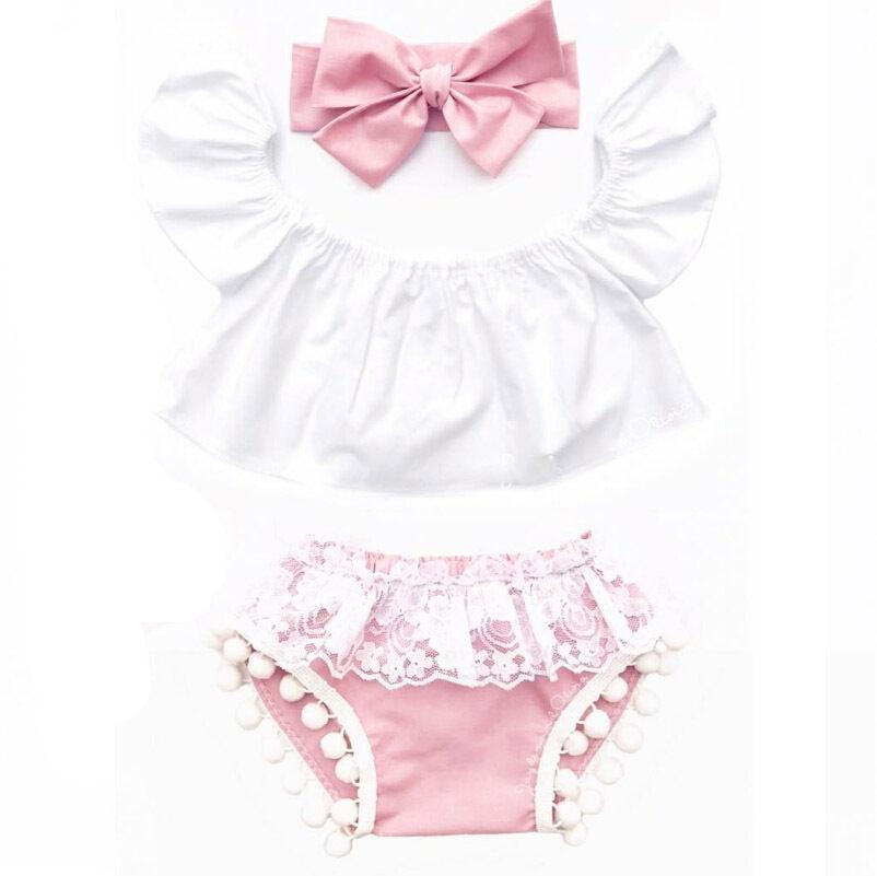 Buy Newborn Baby Girl Ruffle Top+Lace Tassel Shorts+Headband 3Pcs