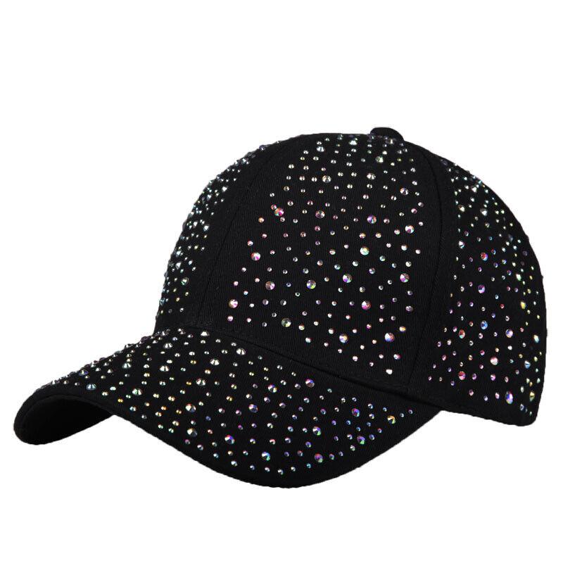 Women Shiny Rhinestones Baseball Cap Adjustable Casual Sport Bling Sun Hat
