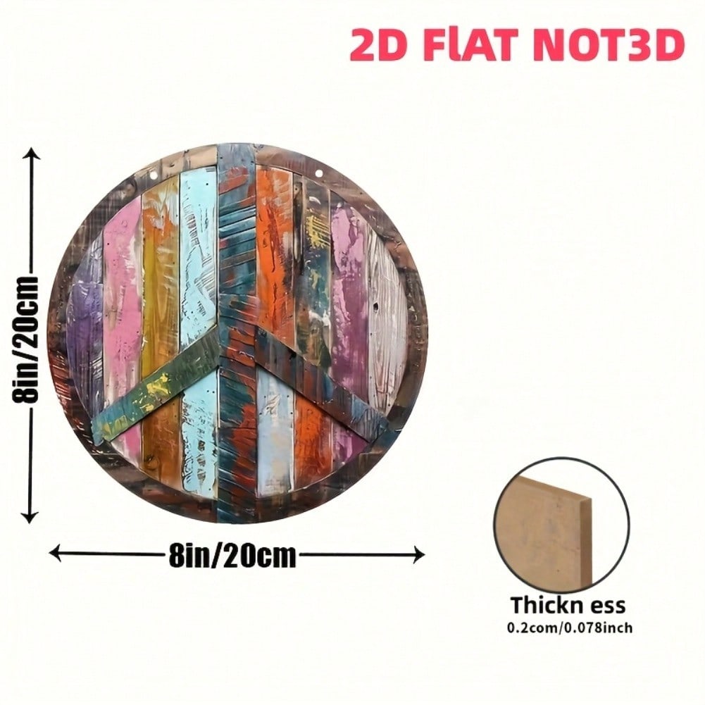 Винтажный знак мира, металлическое настенное искусство, 8-дюймовый круглый, хиппи, цветочный декор, устойчивый к царапинам 20x20