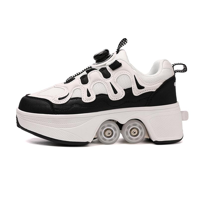 Children/Teenagers /Boys/Girls Shapeshifting Shoes Four-wheel Dual-use Roller Skates Double Row Walking Shoes Roller Skates