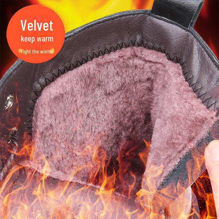 Men's Winter Leather Martin Boots: Trendy High-Top with Thick Sole, Retro British Style, Plus Velvet.