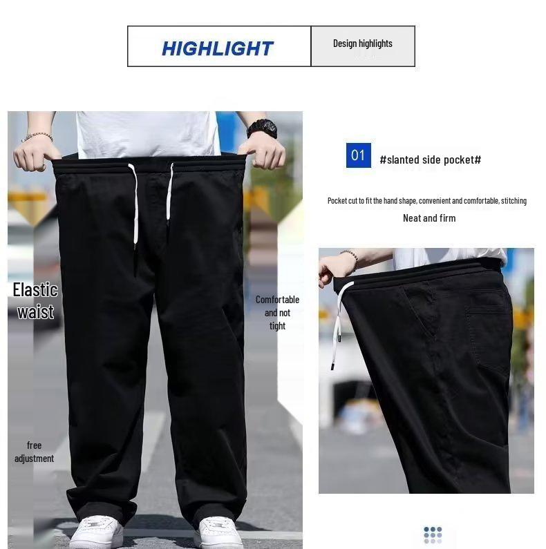 Men's Plus Size Loose Straight Leg Casual Trousers - Extra Large Spring/Summer Wear