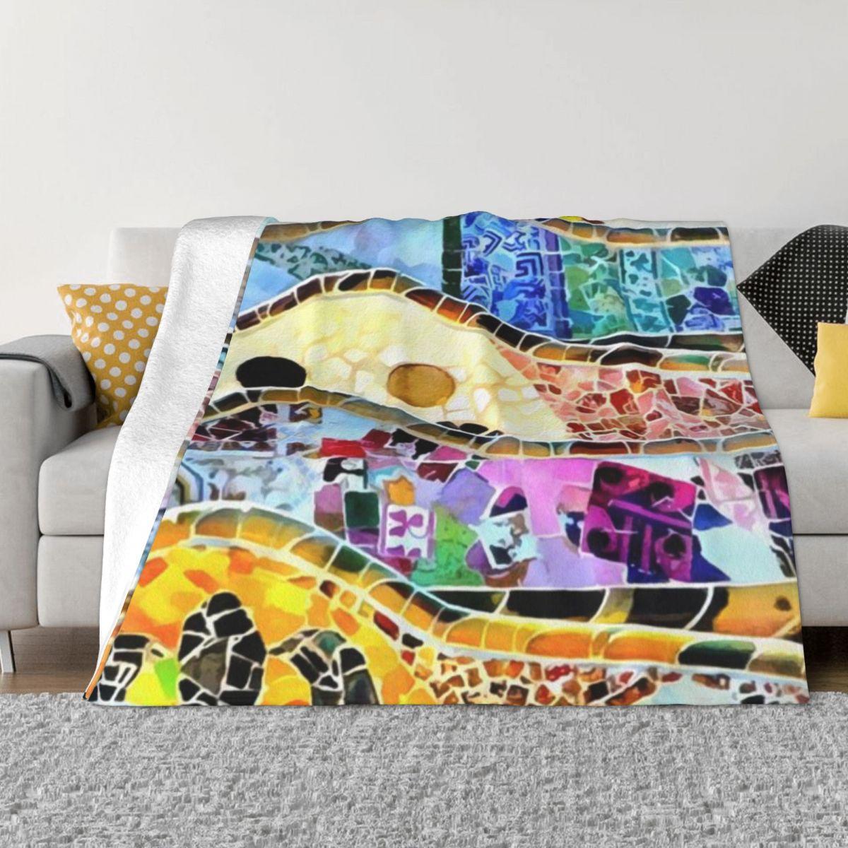 Gaudi Barselona Mosaic Custom Travel An Ultra-Soft Micro Fleece Blanket 50x60in