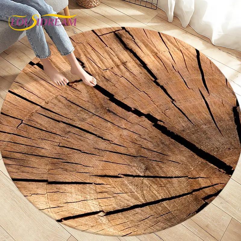 3D Wood Grain Round Area Rug,Circle Carpet Rug for Living Room Bedroom Sofa Cloakroom Decor,Kids Play Non-slip Floor Mat,Pet Mat