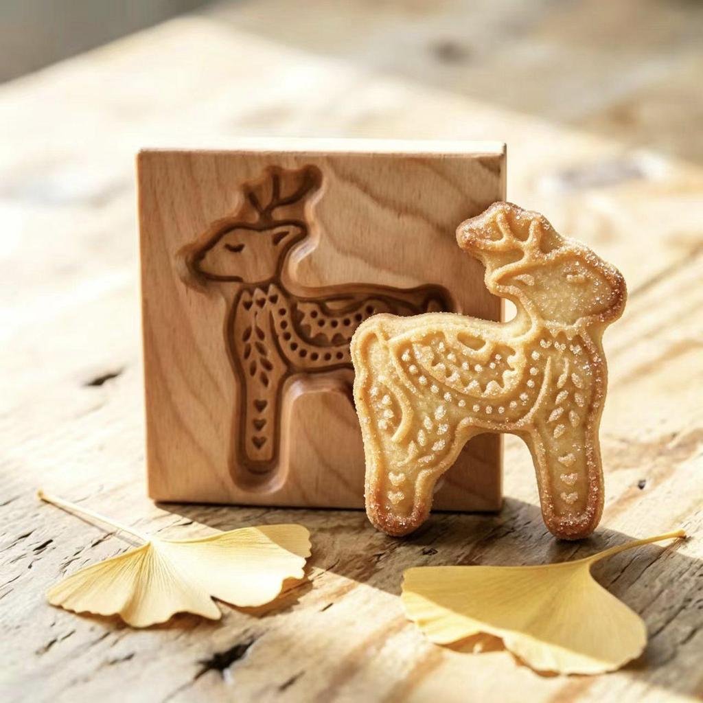 Wooden Gingerbread and Shortbread Cookie Mold Cutter