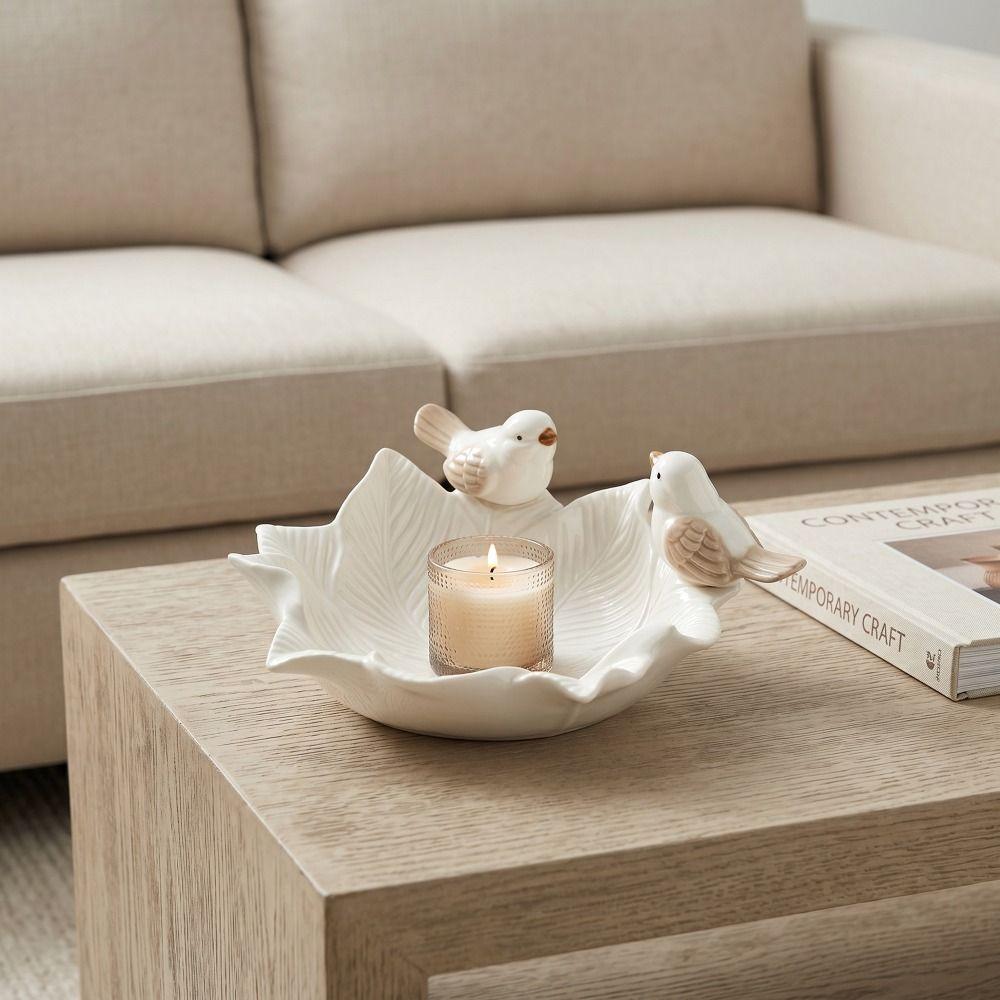 Bird Design Flower Storage Dish Multipurpose Ceramic Jewelry Holder Case Ornaments Table Decoration Bowl Dim Sum Tray Tea Table