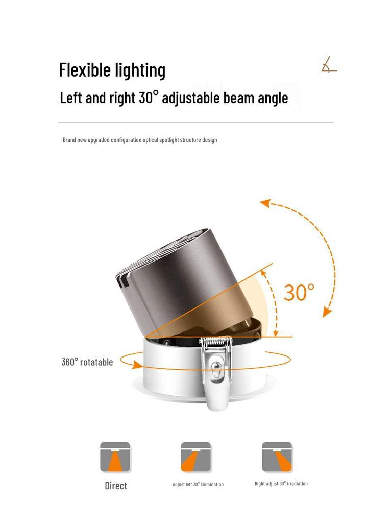 Small Hill Anti-Glare LED Recessed Ceiling Spotlight for Living Room, Home, or Commercial Use - 75 Downlight