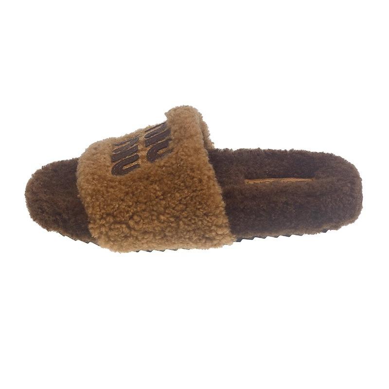 Premium sense explosion thick-bottomed fluffy slippers women's 2025 new versatile small fragrant style letter one-word drag foreign style comfortable