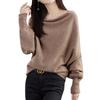 Trendy Batwing Sleeve Wool Sweater: Loose Wide Neck Knit Pullover for Women