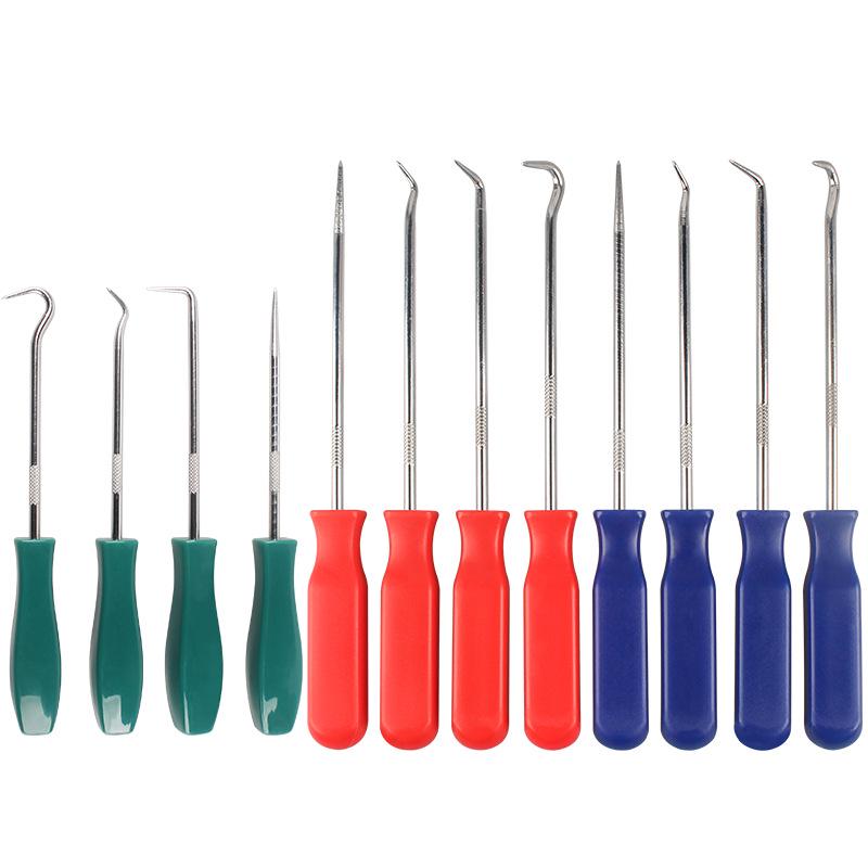 4-Piece Auto Repair Tool Set: Tire Patching, Oil Seal Hook, Screwdriver.