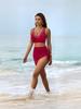 2026 European High-Waisted Slimming Two-Piece Women's Swimsuit in Solid Color