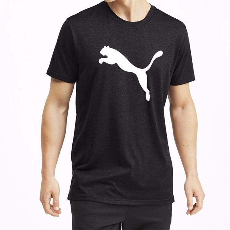 Puma Large Logo Print Short Sleeve T-Shirt Men Tops Black 518382-02