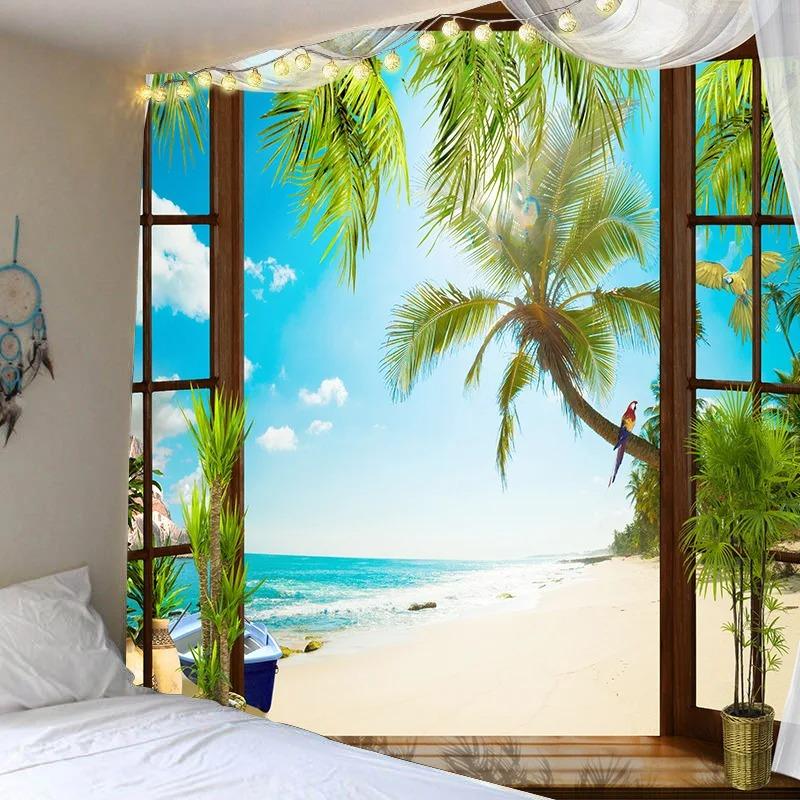 Sun Sunset Sea Pattern House Bedroom Ocean Tapestry Home Decoration Living Room Dormitory Wall Background Hanging Cloth