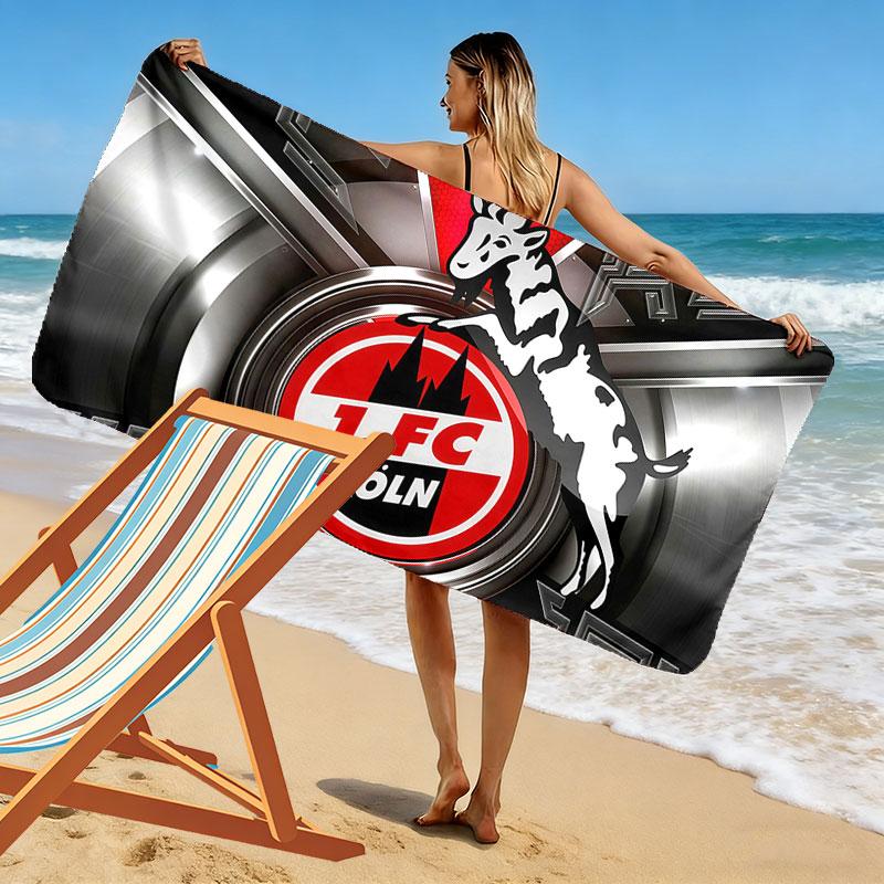 1. FC Köln Print Strandtuch, Großes Weiches Schnelltrocknendes Handtuch für Strand Camping Schwimmen