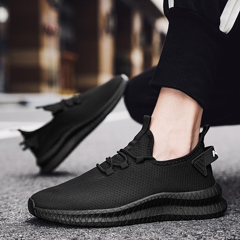 Autumn and winter new casual sports men's shoes fashionable fly-woven breathable white shoes lightweight large size shoes