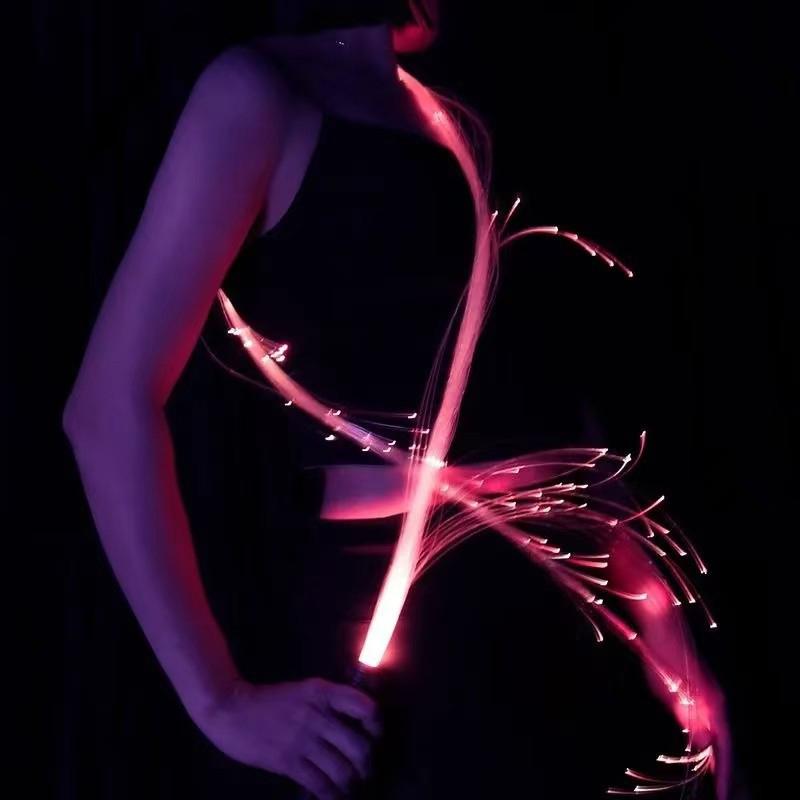 LED Fiber Optic Whip 7 Color Changing Glowing Light Up Whip for Rave Dance EDM Festival Stage Light Show