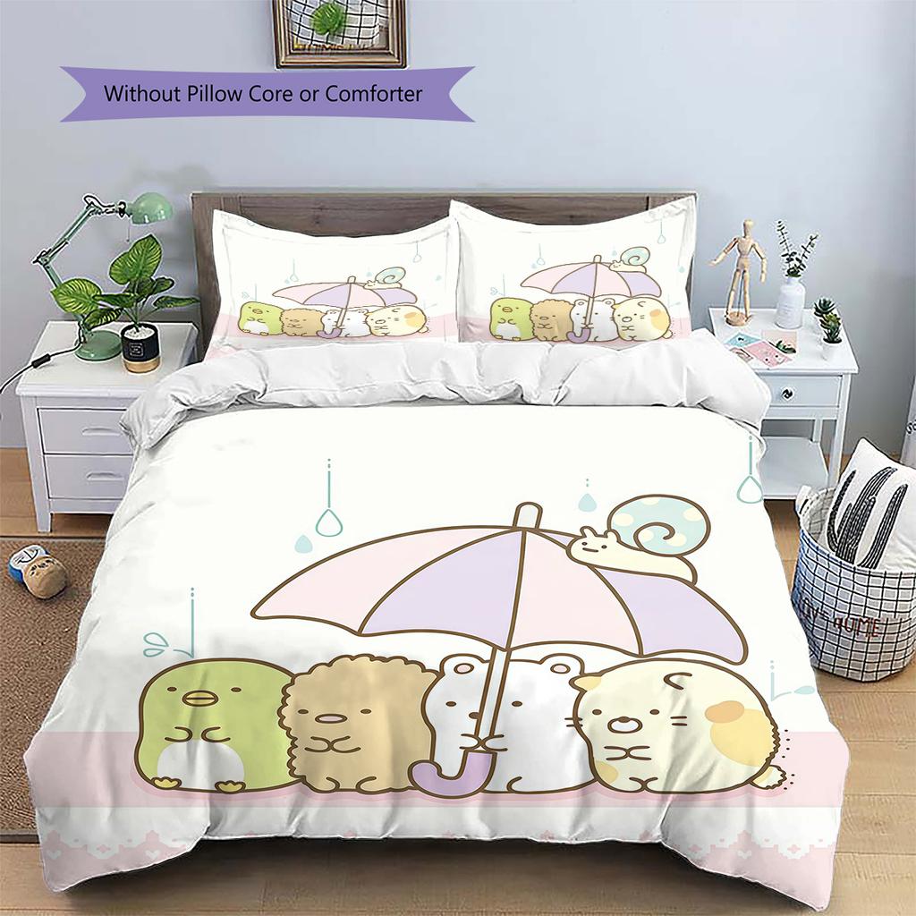 Sumikko Gurashi Pattern Bedding Quilt Set Home Decoration Gift (1 * duvet cover + 2 * pillowcase without core)