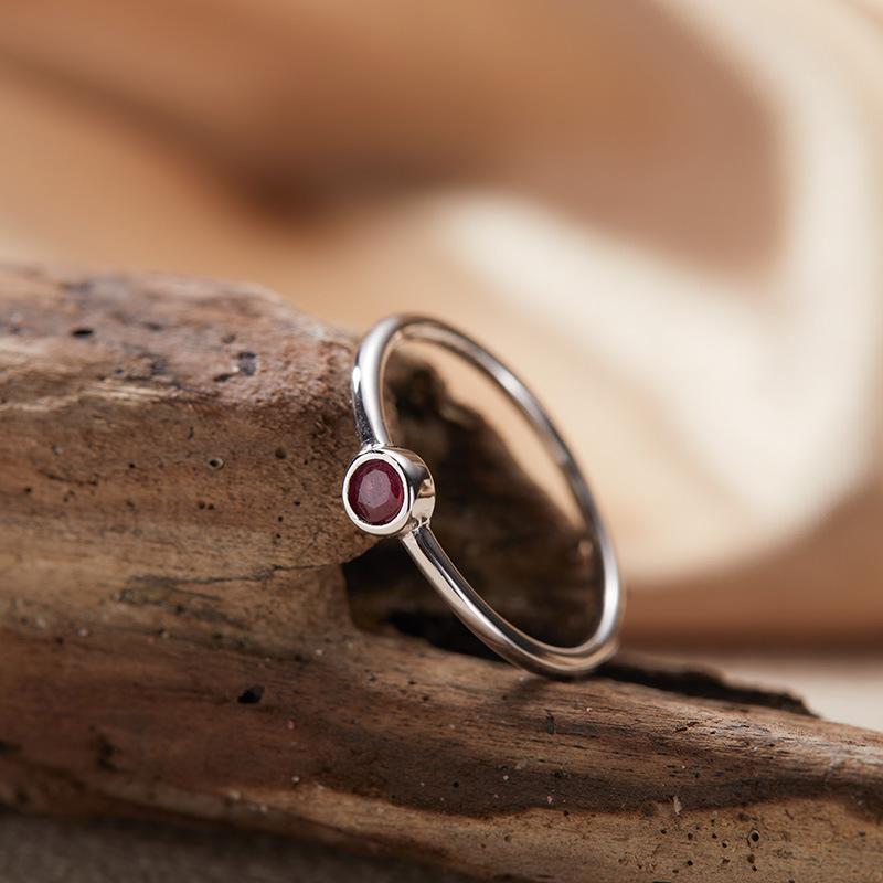 S925 Sterling Silver Natural Color Treasure December Birthstone Ring Premium Sense Index Finger Little Finger Couple Ring