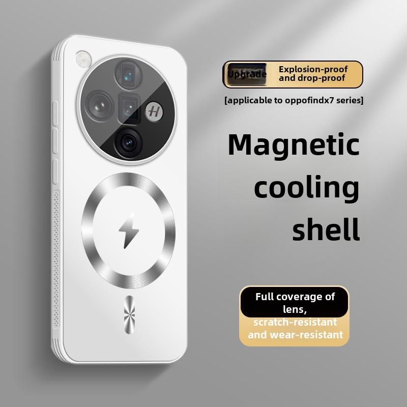 Magnetic Charging Sanding Phone Case, Full Protection, Anti-fall, High-end, Ultra Cover, OPPO Find X7, X7ultra, New