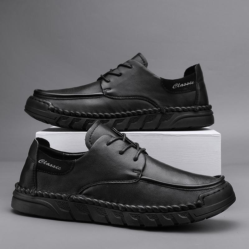Mode High-End Echtleder Freizeitschuhe Dicke Sohlen Verschleißfest Herren Business Schnürschuhe Modische Herren Oxford Schuhe