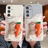 Funda con Patrón de Zanahoria de Gato Durmiendo para Samsung Galaxy A57 A37 A17 A56 A36 A26 A16 A55 A35 A15 A54 5G Cubierta de Silicona con Textura de Cuero de Lujo