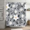 Juego de Cortina de Ducha de Flores Blancas Modernas para Decoración de Baño Tejido Impermeable Alfombrilla de Baño Revestimiento con Anillas de Gancho en Varios Tamaños