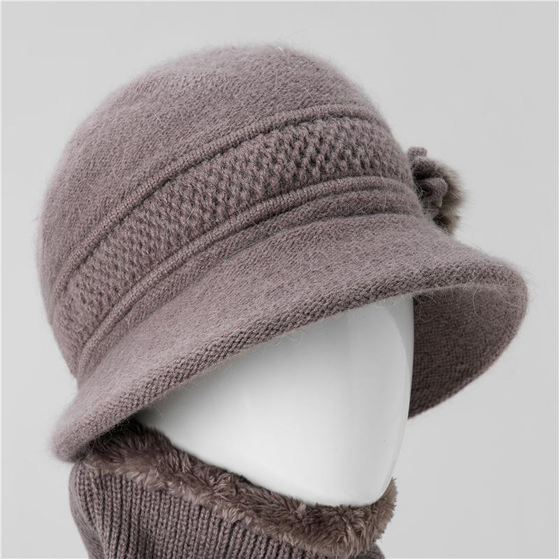 Hat Female Mother Day Thickened Thermal Hat Grandmother Old Lady Rabbit Wool Knitted Hat Cold Proof