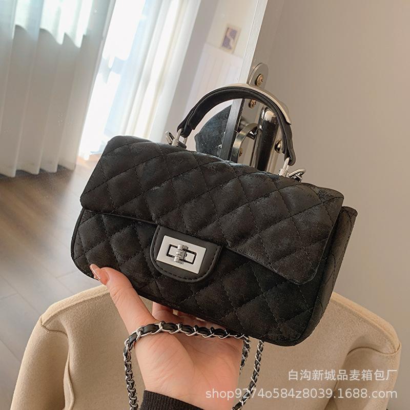 Small fresh fashion handbag women's 2025 new diamond check chain women's shoulder bag foreign style crossbody bag