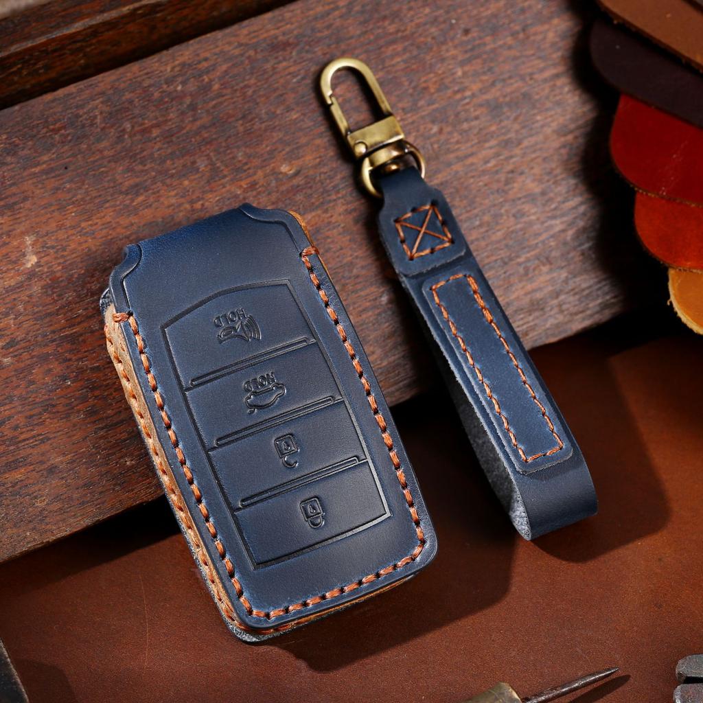 Leather For Hyundai Genesis - G70 G80 G90 Car Key Case Cover Shell Fob Holder Auto Keychain Protector Accessories