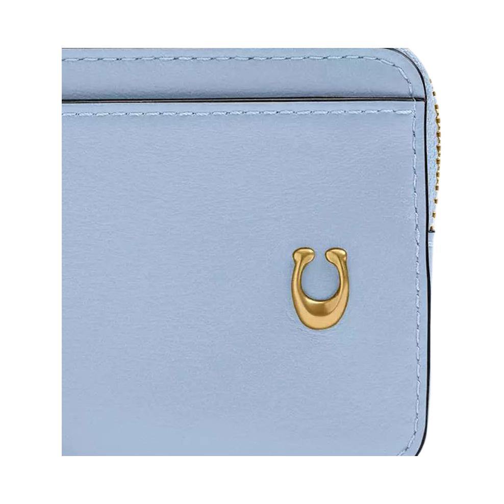 COACH EssentialChain Calfskin Card Holder Womens Light Blue