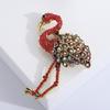 Flamingo Full Diamond Brož Alloy Animal Corsage Šumivé oděvní doplňky Módní brož Pin pro ženy