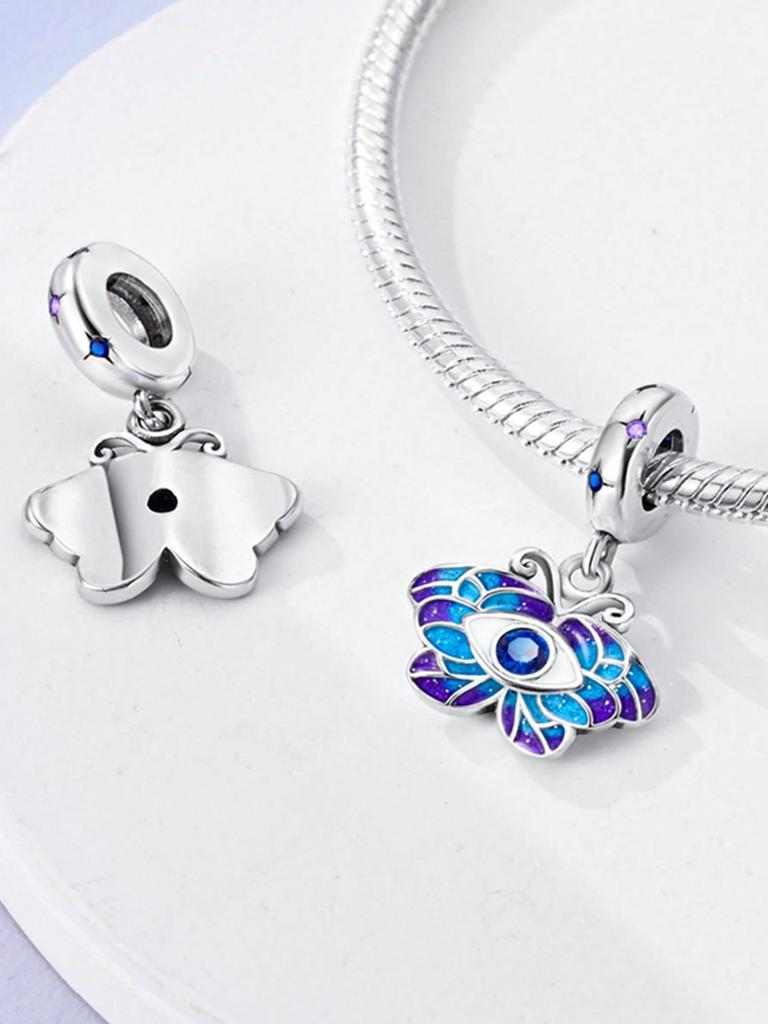 Blue Firefly Colorful Butterfly Beads Charm Copper Plated Fit Charms Copperoriginal Bracelet For Jewelry Making Diy Charm