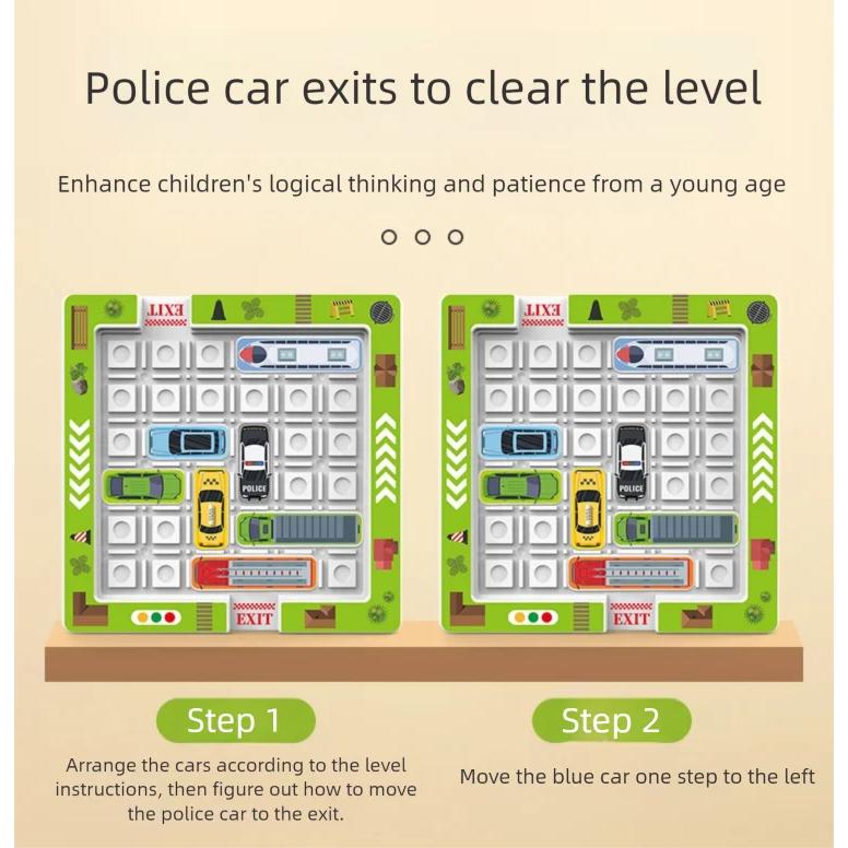 Children's Educational Puzzle Game for Logical Thinking Concentration Parking Lot with Moving Vehicles Maze Toy