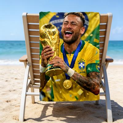 1pc Neymar18 Beach Towel, Beach and Seaside Swimming Pool Equipment, Fashion Pattern, Rectangular, Travel Essentials