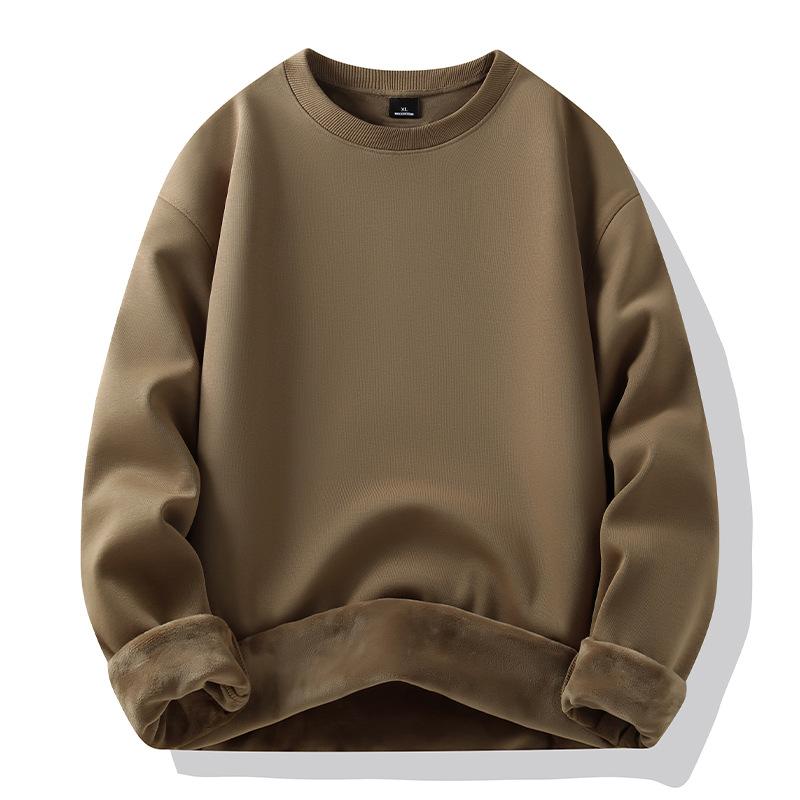 Fashion Sweater Men's New Spring, Autumn and Winter Solid-colour Padded and Thickened Hoodie Tide Couple Round Neck Jacket Tops
