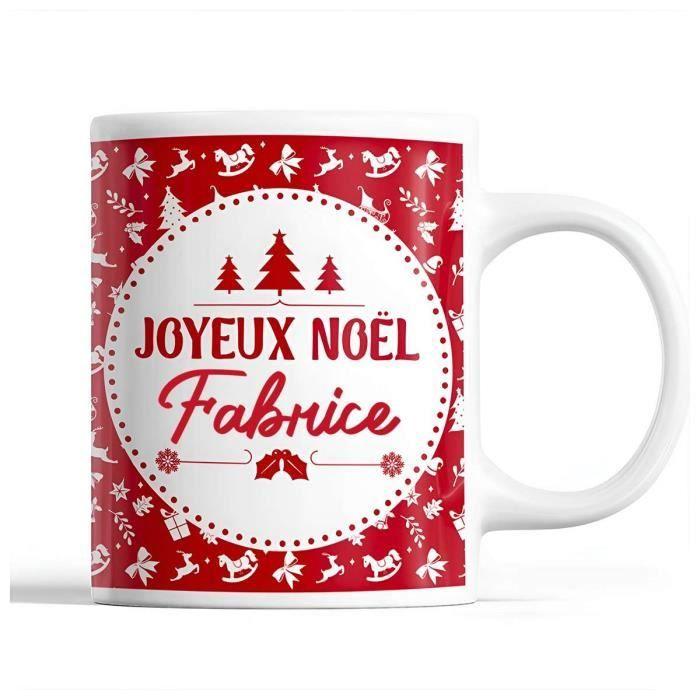 Mug - Noël Fabrice Rouge - Céramique - 325 ml - Imprimé recto/verso - Idée cadeau