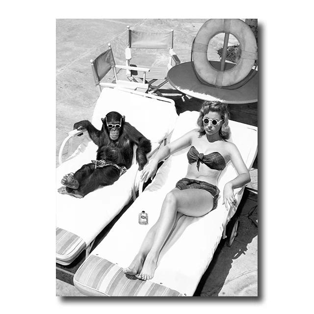 

Винтажная мода Настенное искусство Постер Принт Черно-белая Картина на холсте Домашний декор Женские картины Гостиная Cuadros 8X12inch 20x30cm