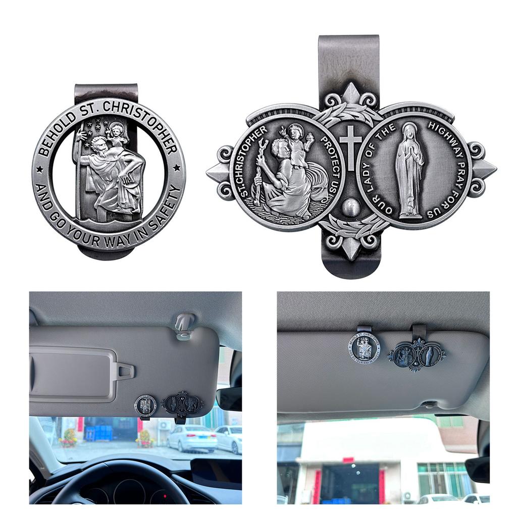 Religious Medal Clip Accessory Patron Saint Christopher Car Visor Clip for New Drivers Catholic Gift Pin Clip