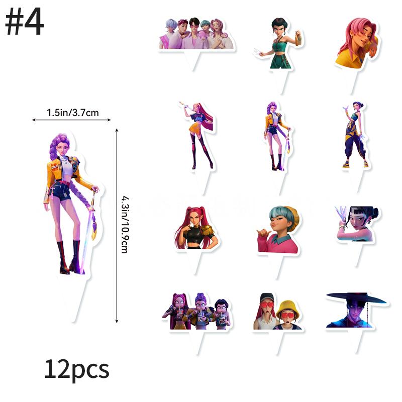 Demonœ Hunters Birthday Party Decor Tableware Banner Kids Birthday Balloon Cake Topper Decor  Kpop Anime Party Supplie Set