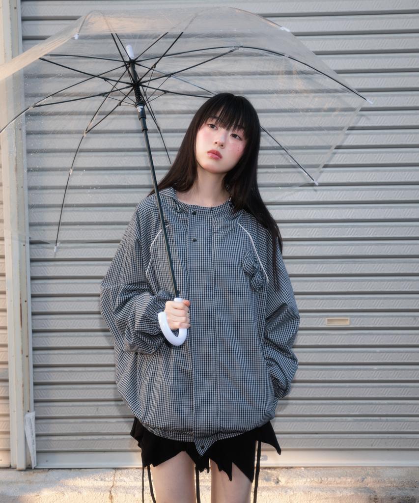 ROSEFRANTZ Rose Corsage Check Windbreaker [Navy]