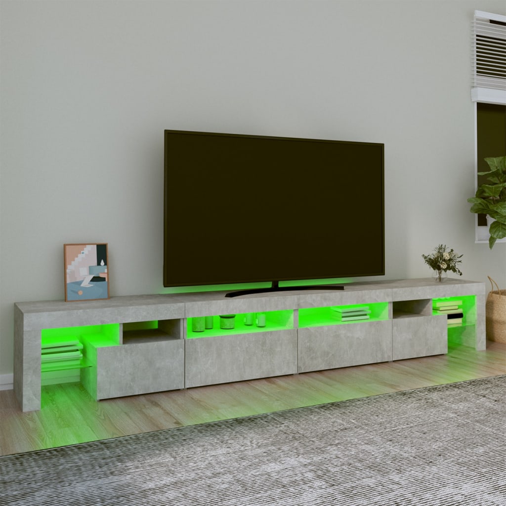 Vidaxl Szafka Pod Tv Z Oświetleniem Led, Szarość Betonu, 260X36,5X40Cm