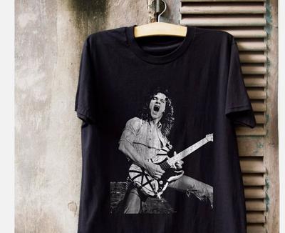 EVH Eddie Van Halen Guitarist Heavy Cotton Black Unisex T-shirt Size S-5XL Unisex T-Shirt