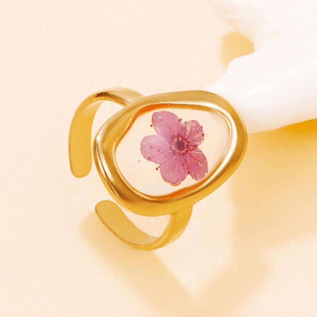 INS Style Hollow Geometric Oval 18K Gold Plated Stainless Steel Ring