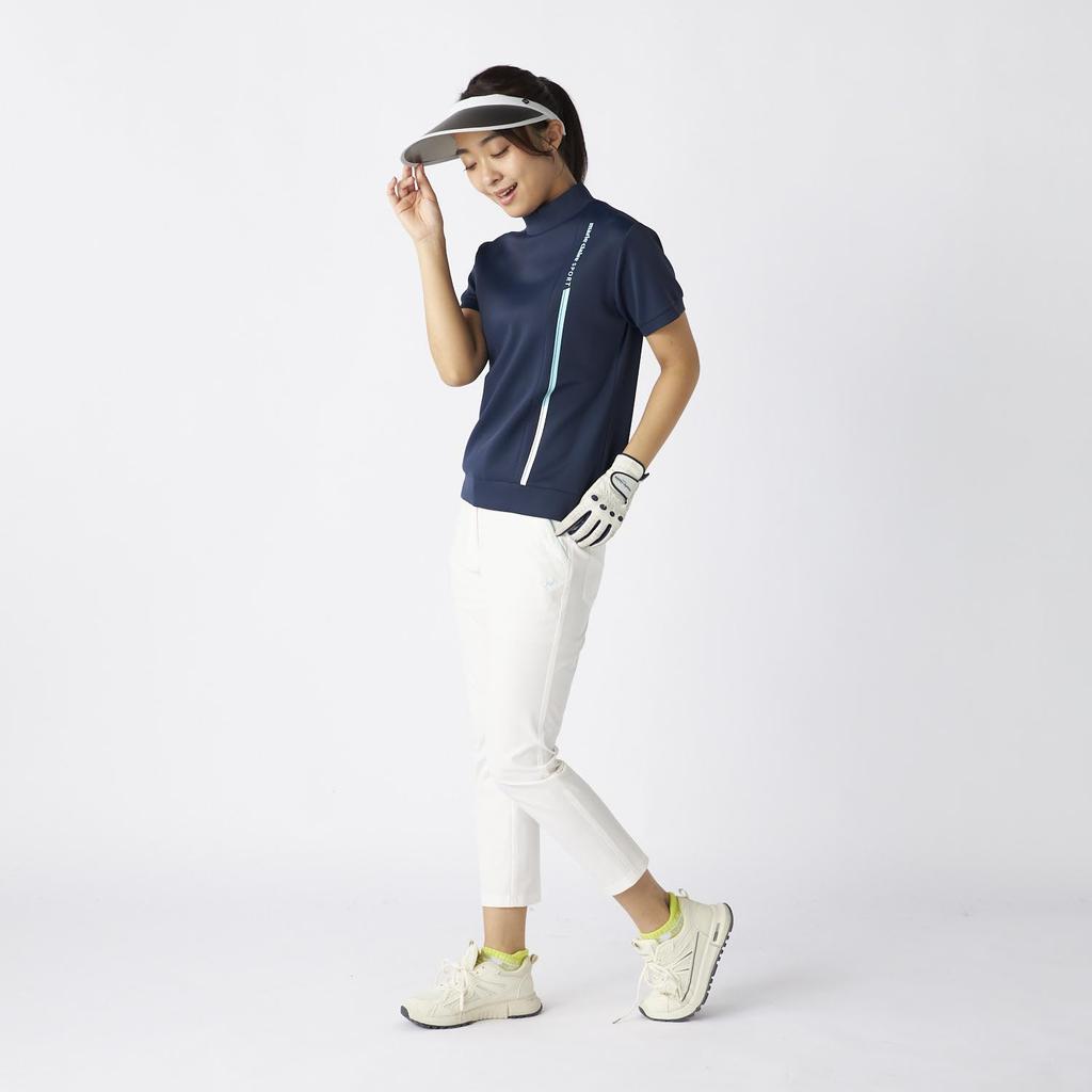 Marie Claire Short Sleeve Mock Neck UV Cooling 715622W Women's Shirt, Protection, Touch, Navy,