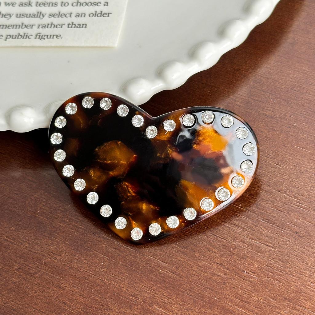 Chic Heart Shaped Rhinestone Hair Clip And Scrunchie Set For Stylish High Ponytails