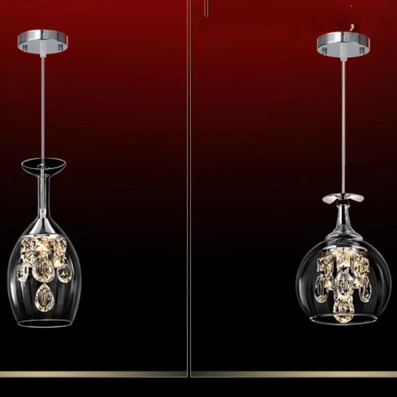 American LED Crystal Restaurant Lampshade Bar Table Single Head Creative Personality Simple Postmodern Pendant Lights WF1016