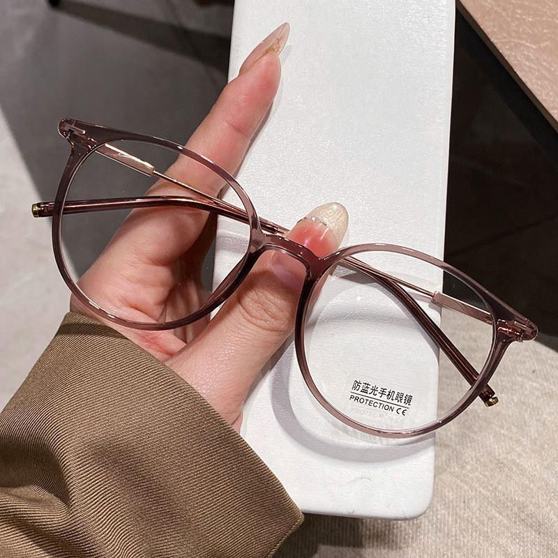 Blue Light Blocking Round Glasses With Metal Frame For Stylish Office Wear