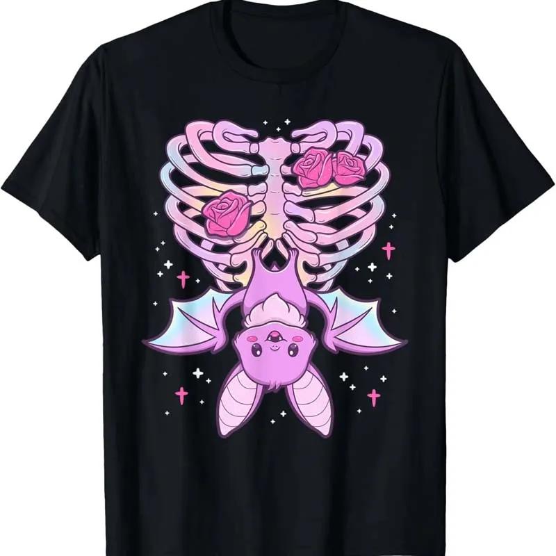 Funny Cute Bat Skeleton Print Tshirt Unisex Unisex Summer Casual Fashion Streetwear Loose Tops Crew Neck Short Sleeve Cotton Tees