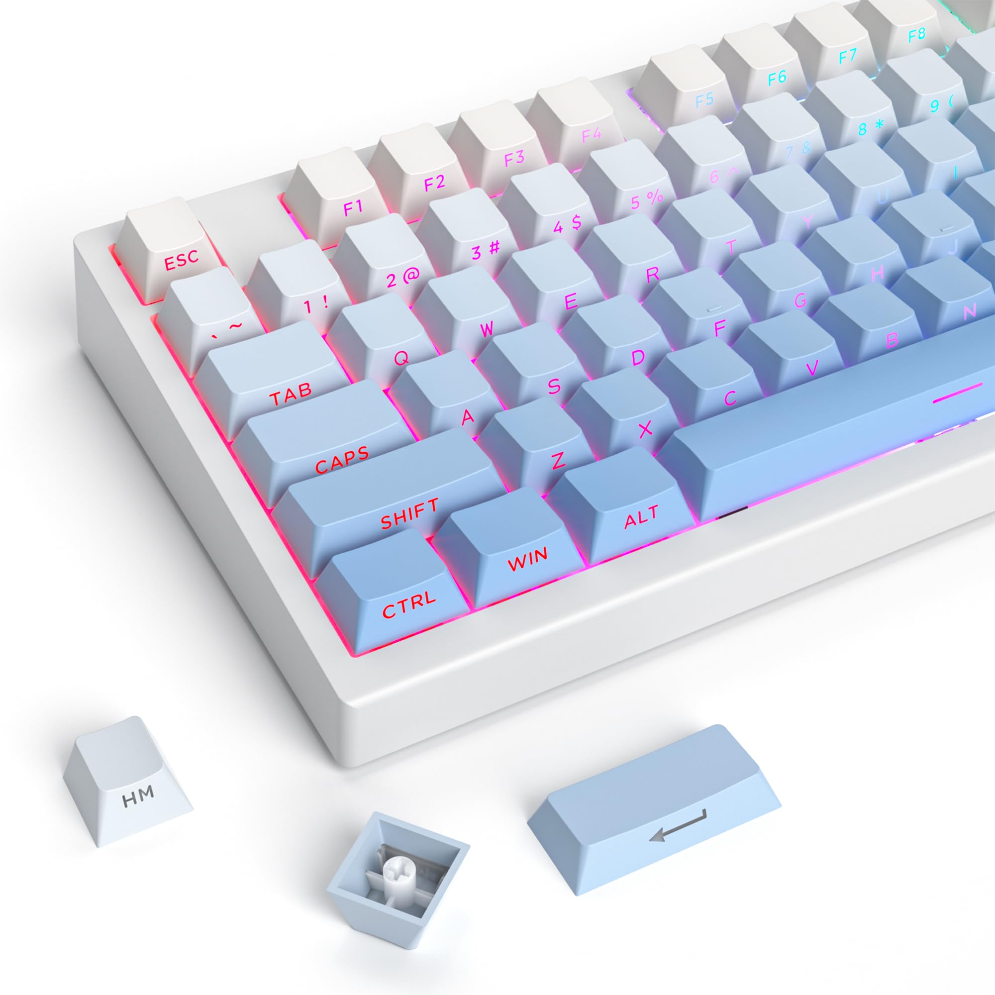 

135 Key Side Printed Keycaps PBT Gradient Keycaps 75 Cherry Profile Minimalist Style Custom Keyboard Keycaps for Mechanical Keyboards Percent,