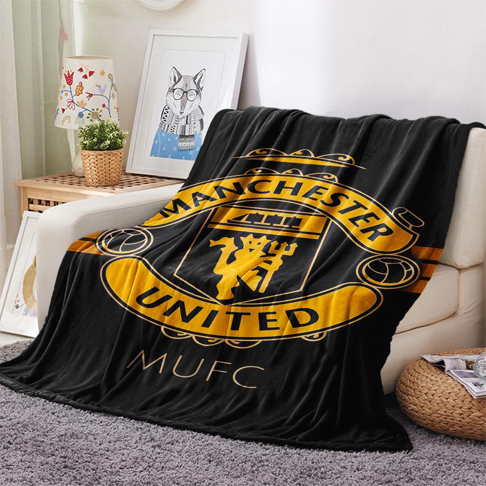 Koc Flanelowy z Nadrukiem Man Utd, Wysokiej jakości, Wygodny na Wszystkie Pory Roku, Wystrój Domu, Ciepło i Komfort